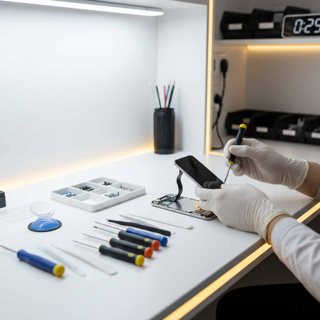Trusted Apple Repair Near Me Pune | iPhone Repair 30 Min Apple repair near me Pune expert technician repairing iPhone screen at iPhone Repair 30 Min