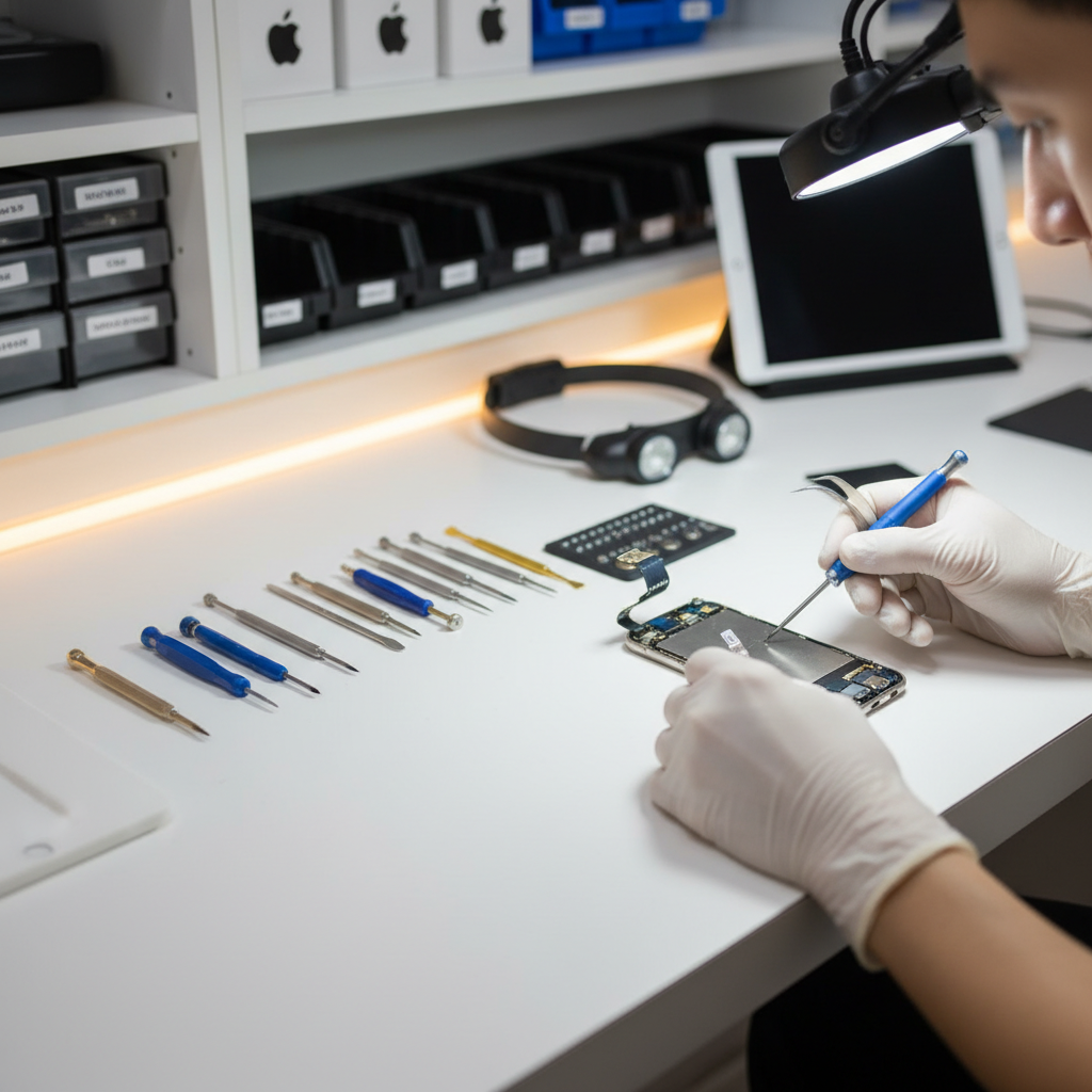 Apple repair near me Pune showing iPhone Repair 30 Min technicians fixing Apple devices
