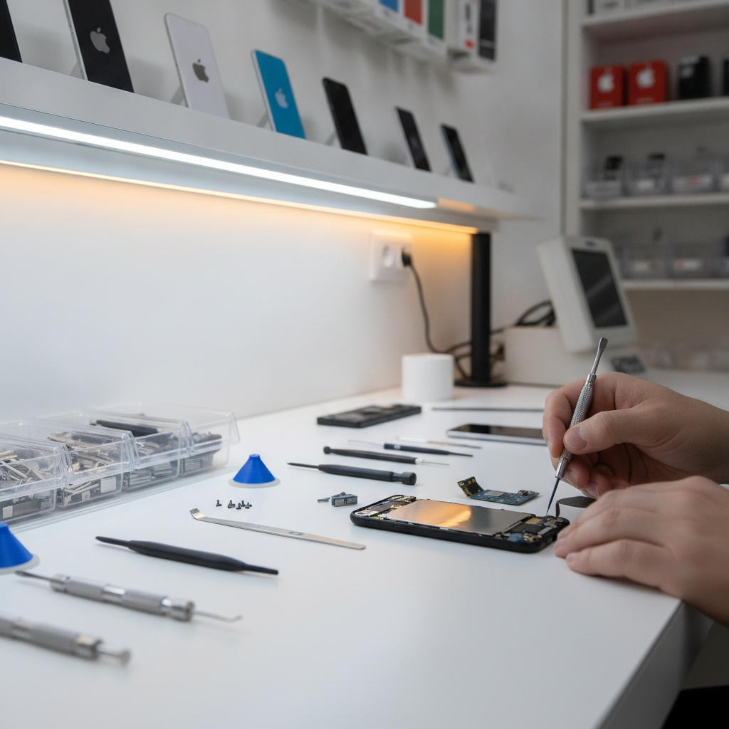 Apple repair near me Pune showing technician repairing iPhone and MacBook in Pune service center