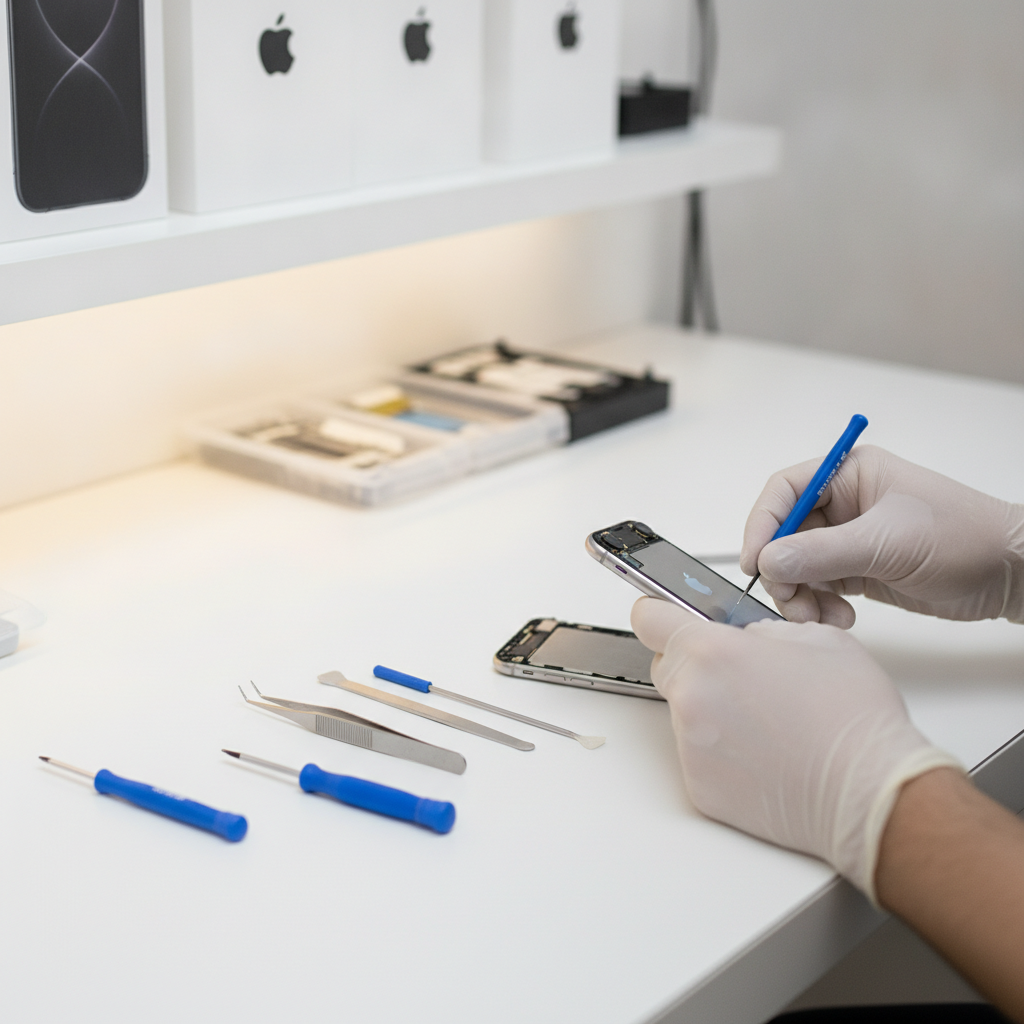 Trusted Apple Repair Near Me Pune | iPhone Repair 30 Min Apple repair near me Pune expert technician repairing iPhone screen in Shivajinagar