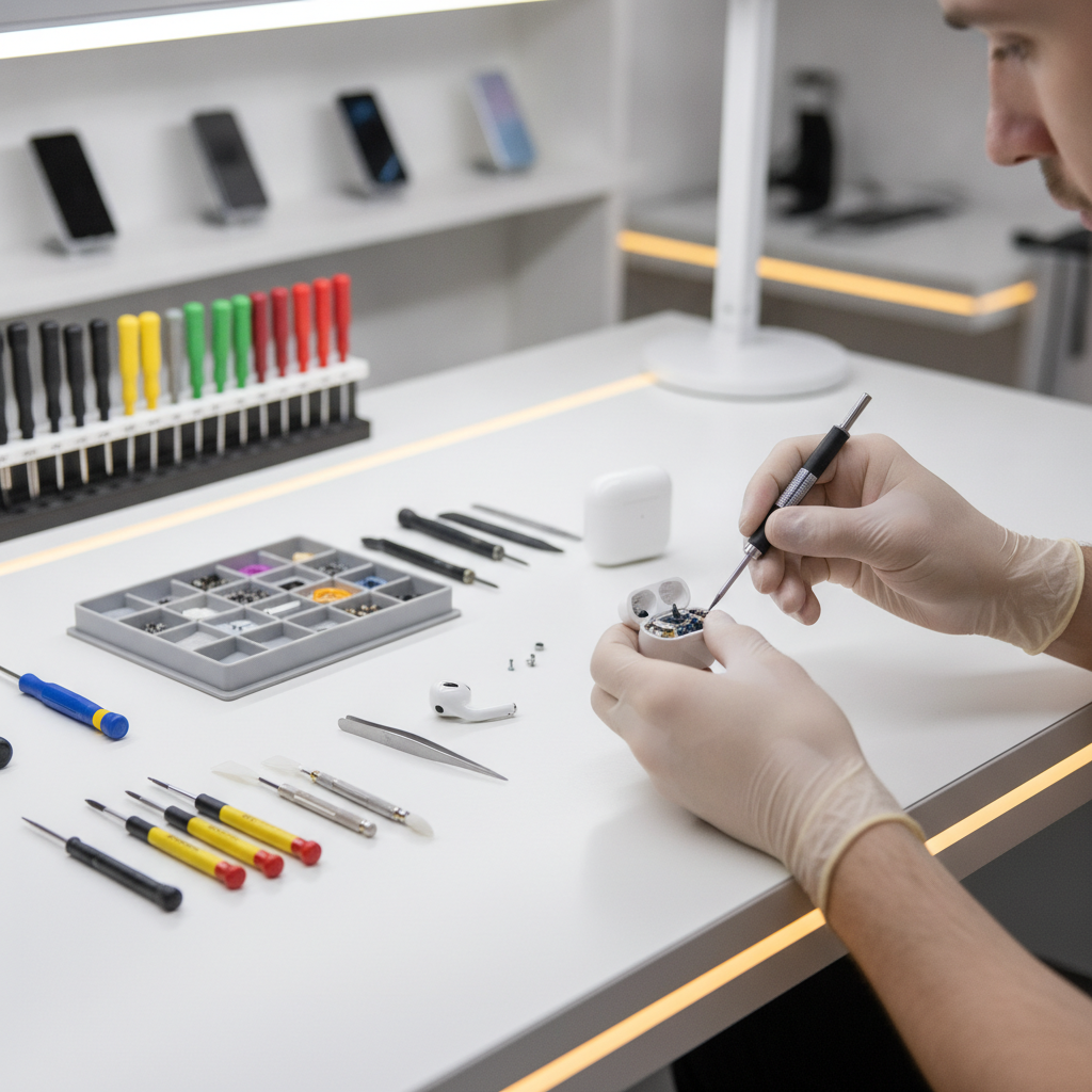 AirPods repair service at iPhone Repair 30 Min Pune with technician fixing AirPods Pro connectivity