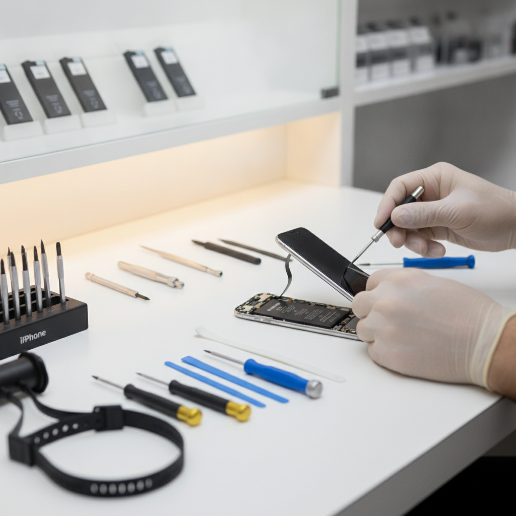 iPhone Battery Health Pune: Expert Fix Below 80% iPhone battery health service expert repairing battery in Pune